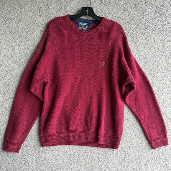 Chaps Ralph Lauren Other - Chaps Ralph Lauren Mens Large Burgundy Chevron Cotton Knit Sweater Vintage
